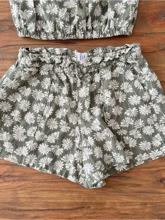 Gap Olive Green Two-Piece Floral Matching Set size small/6-7 - Picture 4 of 8